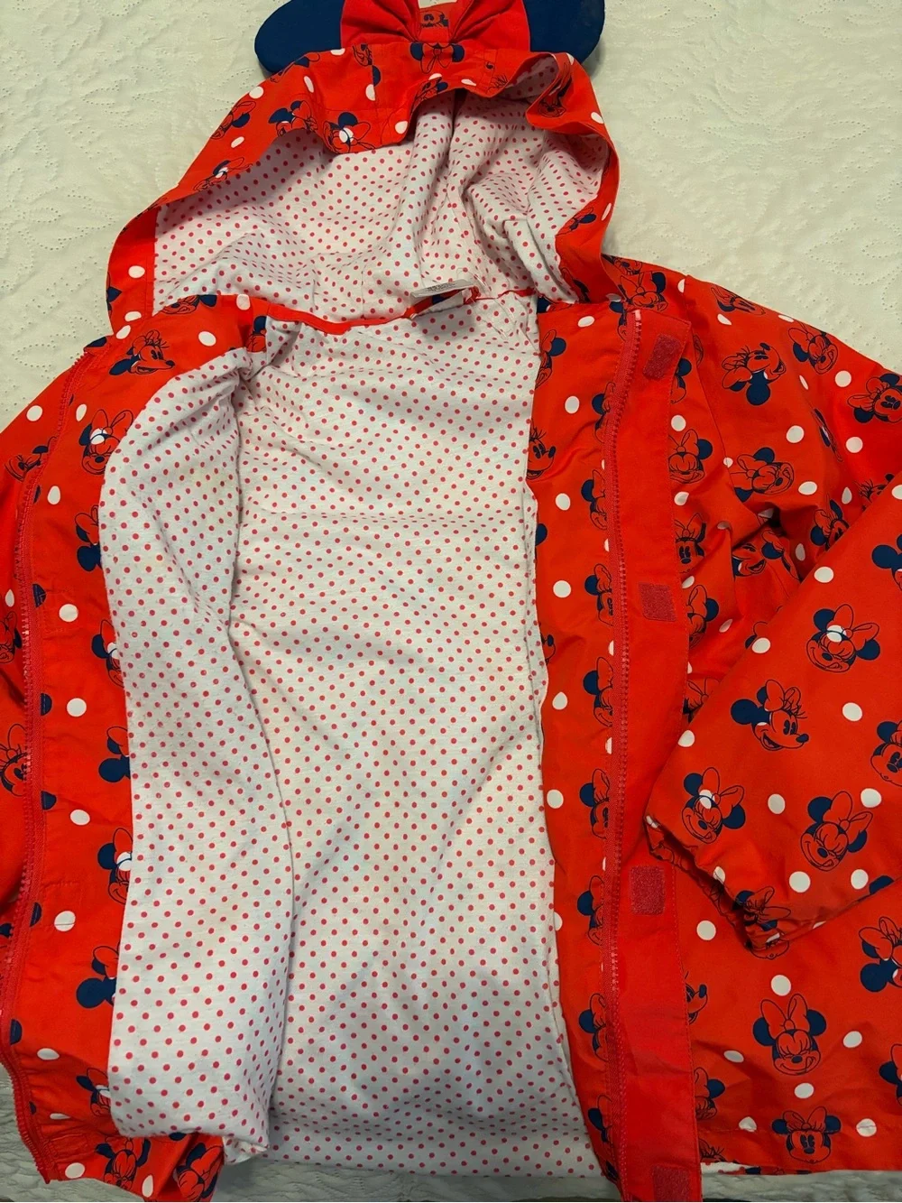 Girls Disney Red White Minnie Mouse Raincoat